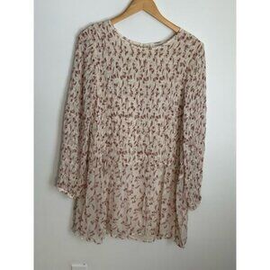 FRAME MINI DRESS OFF WHITE‎ SMOCKED FLORAL PRINT CHIFFON